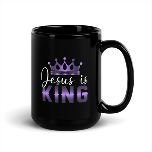 Jesus is KING Black Glossy Mug, 11oz, 15oz