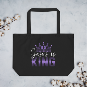 Jesus is KING, Large Organic Tote Bag