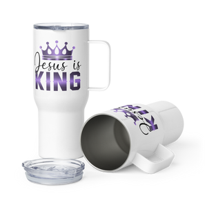 Jesus is King Travel Mug with Handle, Design on Both Sides, 25oz
