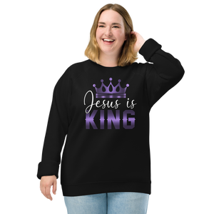 Jesus is KING, Unisex Organic Raglan Sweatshirt, Black