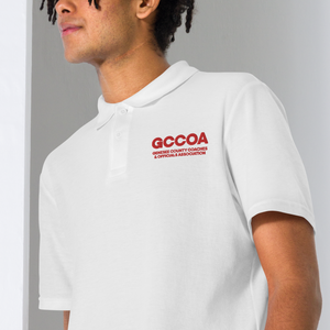 GCCOA Embroidered Unisex Polo Shirt, Style 2b, 100% Cotton, White or Grey