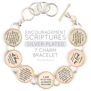 Encouragement Scriptures, Silver-Plated Bible Verse, Charm Bracelet