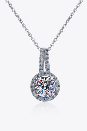 1 Carat Moissanite, Build You Up Round Pendant Chain Necklace