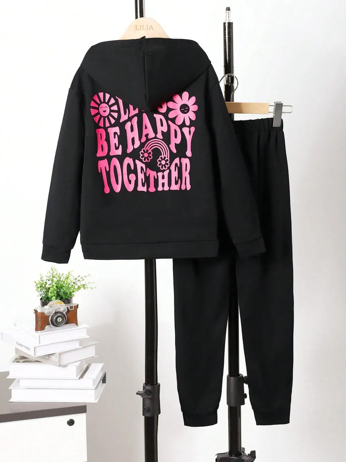 Graphic Long Sleeve Hoodie and Pants Set, Kids