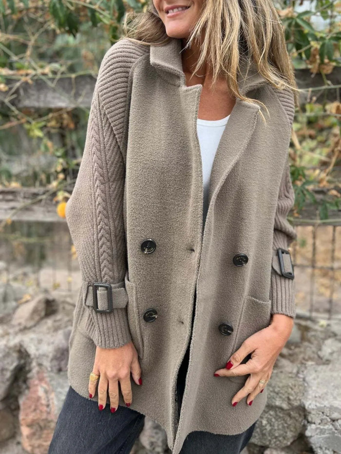 Full Size Texture Knit Longline Coat Plus Size