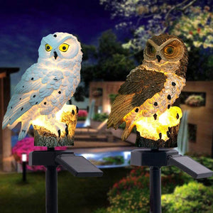 Solar Garden Owl with LED Lights for Patio or Yard