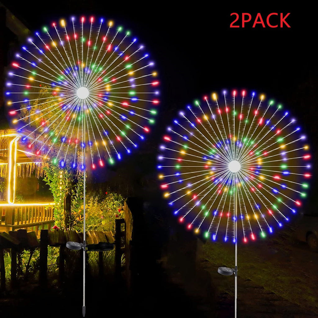 2PCS Solar Firework Lamps 90 LED, Multi-Color, White, Yellow