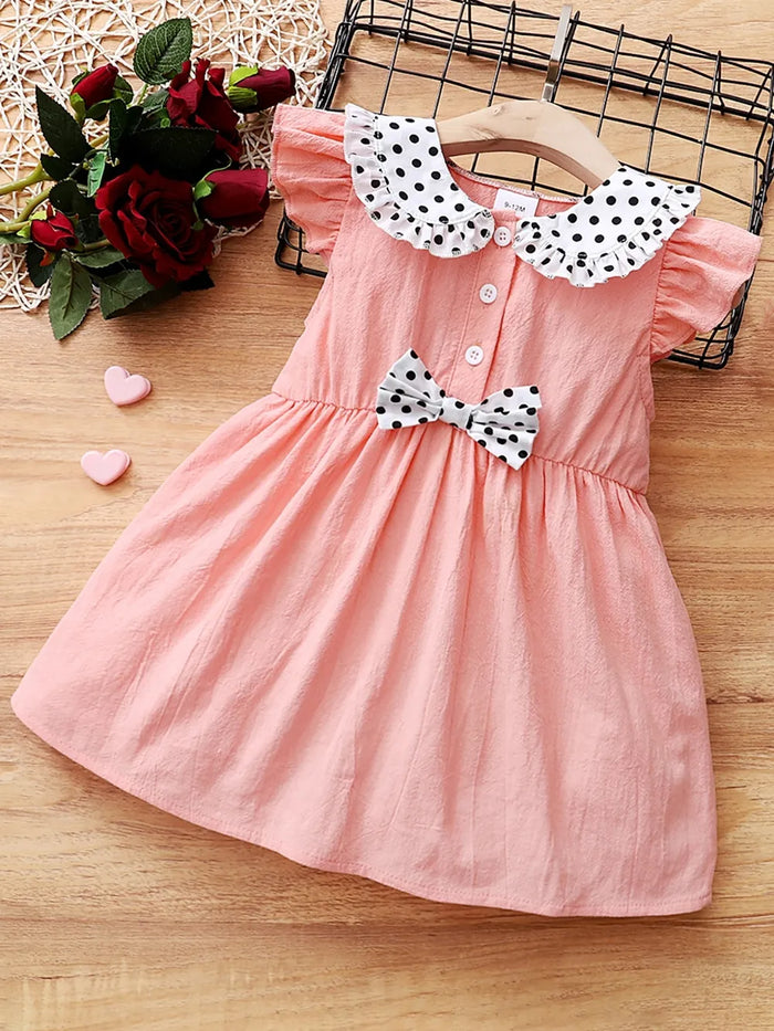 Bow Peter Pan Collar Ruffle Sleeve Dress, Babies and Toddlers