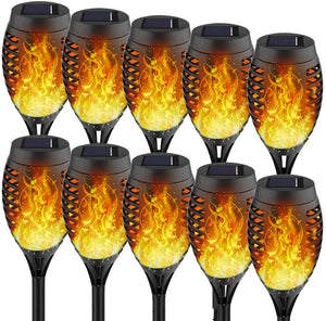 4-Pack Solar Outdoor Torch Lights with Flickering Flames