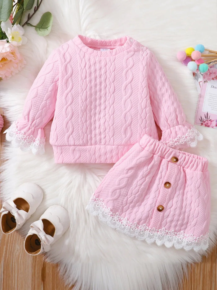 Lace Detail Top and Skirt Set,  Babies