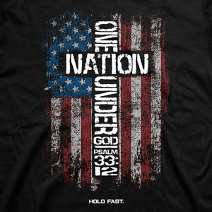 One Nation Flag (Psalms 33:12), Men's T-Shirt, Black