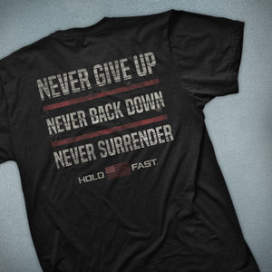 Never Give Up, Men's T-Shirt, Black