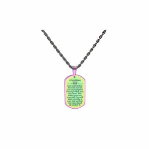Solid Stainless Steel Scripture Tag Necklace, 1 Corinthians 10:13
