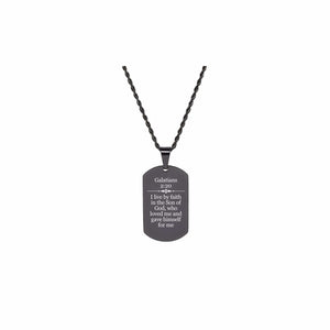 Solid Stainless Steel Scripture Tag Necklace, 5 Colors, Galatians 2:20