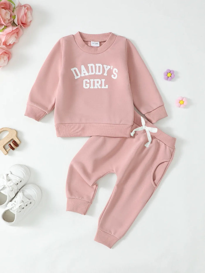 Letter Graphic Sweatshirt and Pants Set, Babies and Toddlers