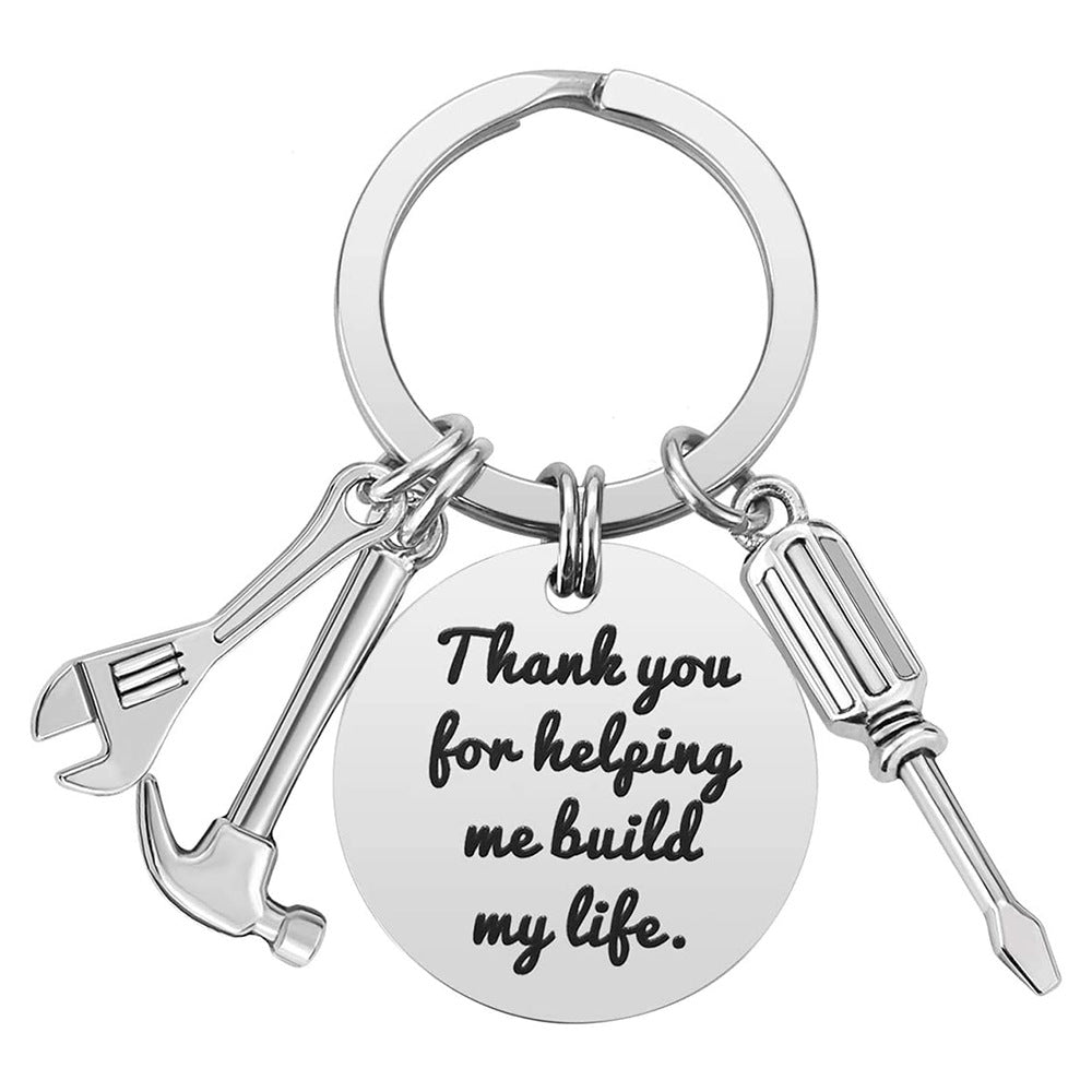 Stainless Steel Keychain, Thank You for Helping Me Build My Life