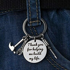 Stainless Steel Keychain, Thank You for Helping Me Build My Life