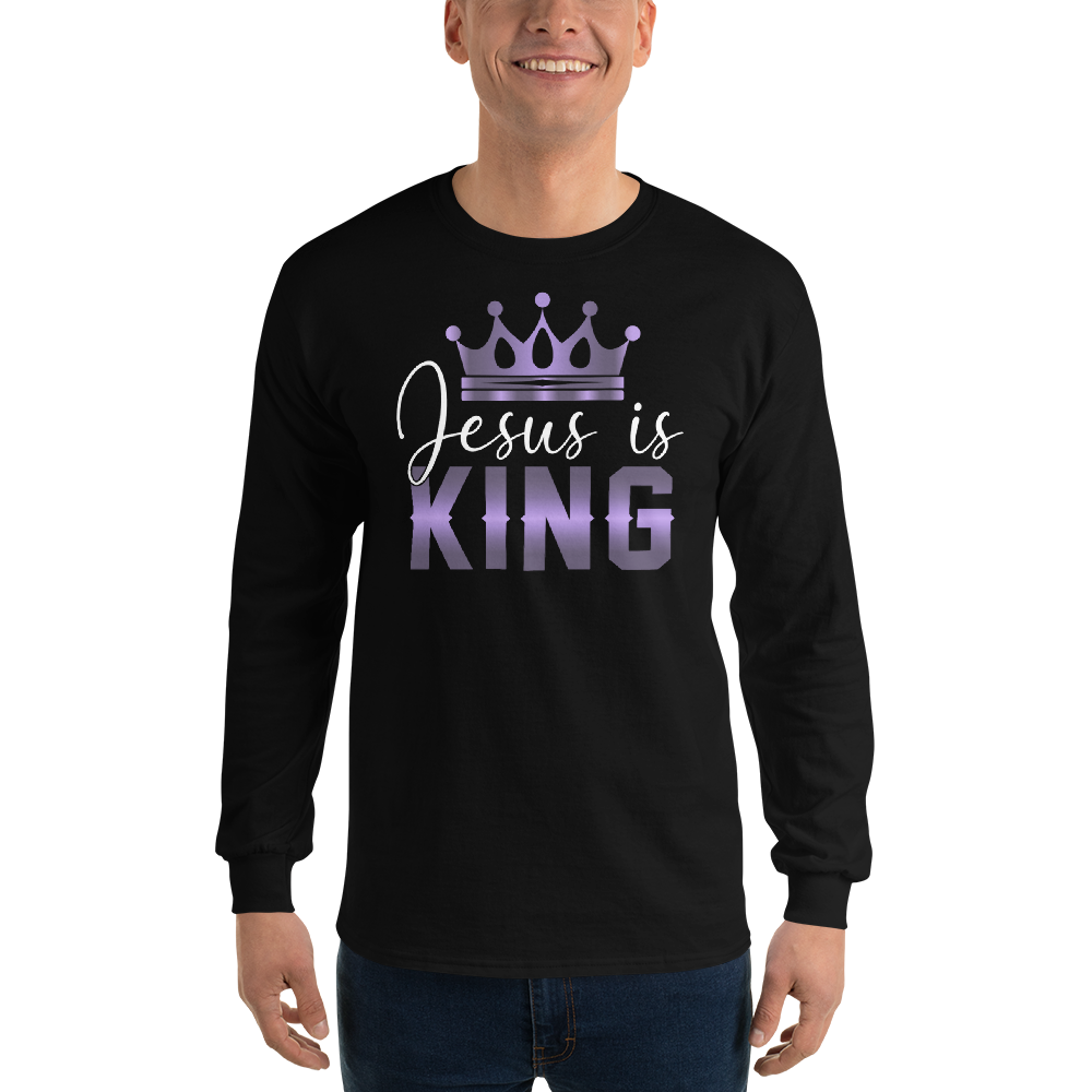 Jesus is KING, Long Sleeve T-Shirt, Black