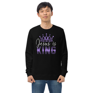 Jesus is KING, Unisex Organic Sweatshirt, Black