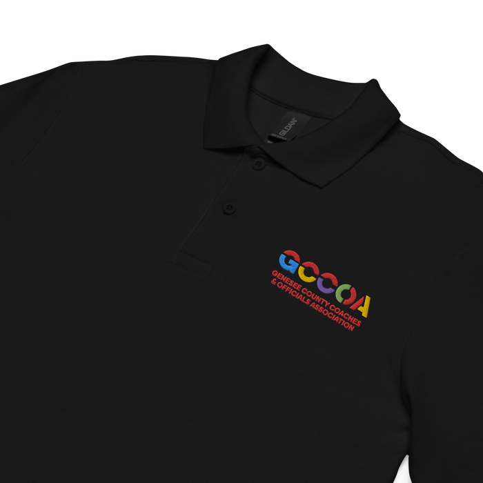 GCCOA Embroidered Unisex Polo Shirt, Style 6, 100% Cotton, Black