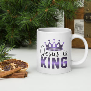 Jesus is King White Glossy Mug, 11oz, 15oz, 20oz