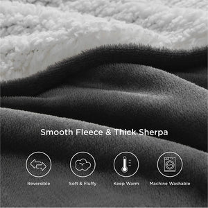Sherpa Fleece Throw Blanket, Soft Microfiber, 10 Colors