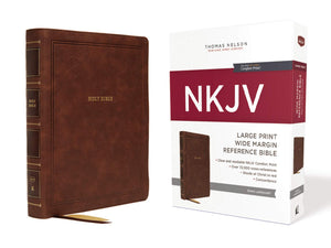 NKJV, Reference Bible, Wide Margin, 10.5-Point Print, Leathersoft, Red Letter, Brown