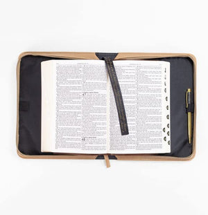 Bible Cover with Cross, Hope in the Lord, Psalm 37:34, Brown