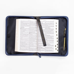 Bible Cover, Flying Compass Rose, Psalms 16:7, Navy Blue
