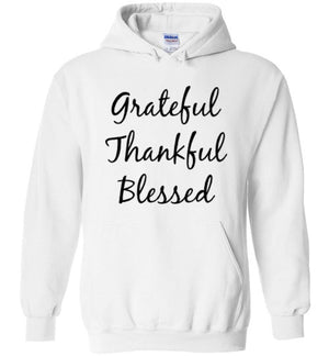 Grateful Thankful Blessed, Front Print Hoodie - 8 Colors (also in Youth sizes)