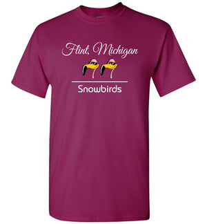 Snowbirds Style 2 (City & State on 1 Line), Front Print T-Shirt, We'll Add Your Info, 12 Colors
