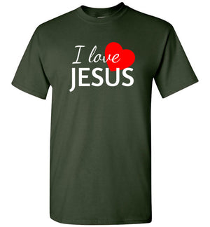 I Love Jesus, Short Sleeve T-Shirt, Front Print, 12 Colors