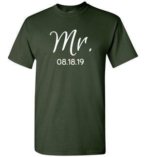 Wedding Style 2, Mr. with Date, Front Print T-Shirt, 12 Colors