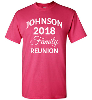Family Reunion Style 3, Front Print T-Shirt, We'll Add Your Name & Year, 12 Colors