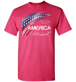 America Blessed (Psalms 33:12), Adult T-Shirt, 12 Colors