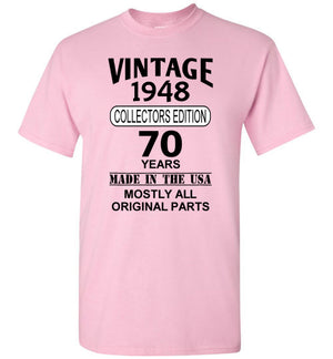 Vintage Birthday Front Print T-Shirt, We'll Add Your Birth Year and Age, 12 Colors