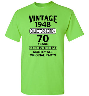 Vintage Birthday Front Print T-Shirt, We'll Add Your Birth Year and Age, 12 Colors