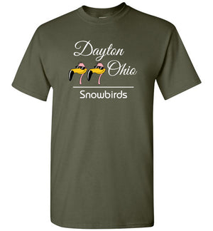 Snowbirds Style 3 (City & State on 2 Lines), Front Print T-Shirt, We'll Add Your Info, 12 Colors