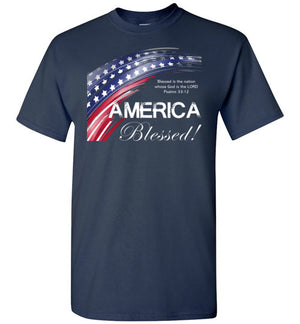America Blessed (Psalms 33:12), Adult T-Shirt, 12 Colors