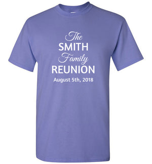 Family Reunion Style 2, Front Print T-Shirt, We'll Add Your Name & Date, 12 Colors