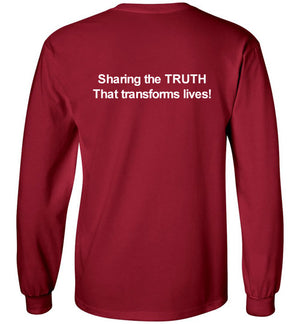 Tipton Ministry Logo, Sharing the Truth, Front/Back Print Long Sleeve T-Shirt, 12 Colors