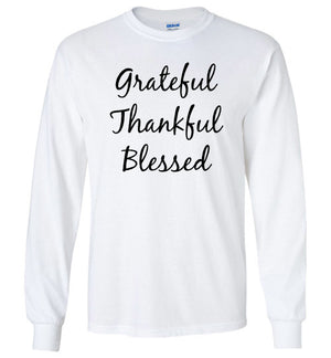 Grateful Thankful Blessed, Front Print T-Shirt - 8 Colors (also in Youth sizes)