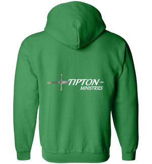 Tipton Ministry Logo on Front and Back, Zip-Up Hoodie, 12 Colors