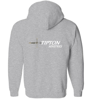 Tipton Ministry Logo, Back Print Only, Zip-Up Hoodie, 12 Colors, LOGO TOO HIGH