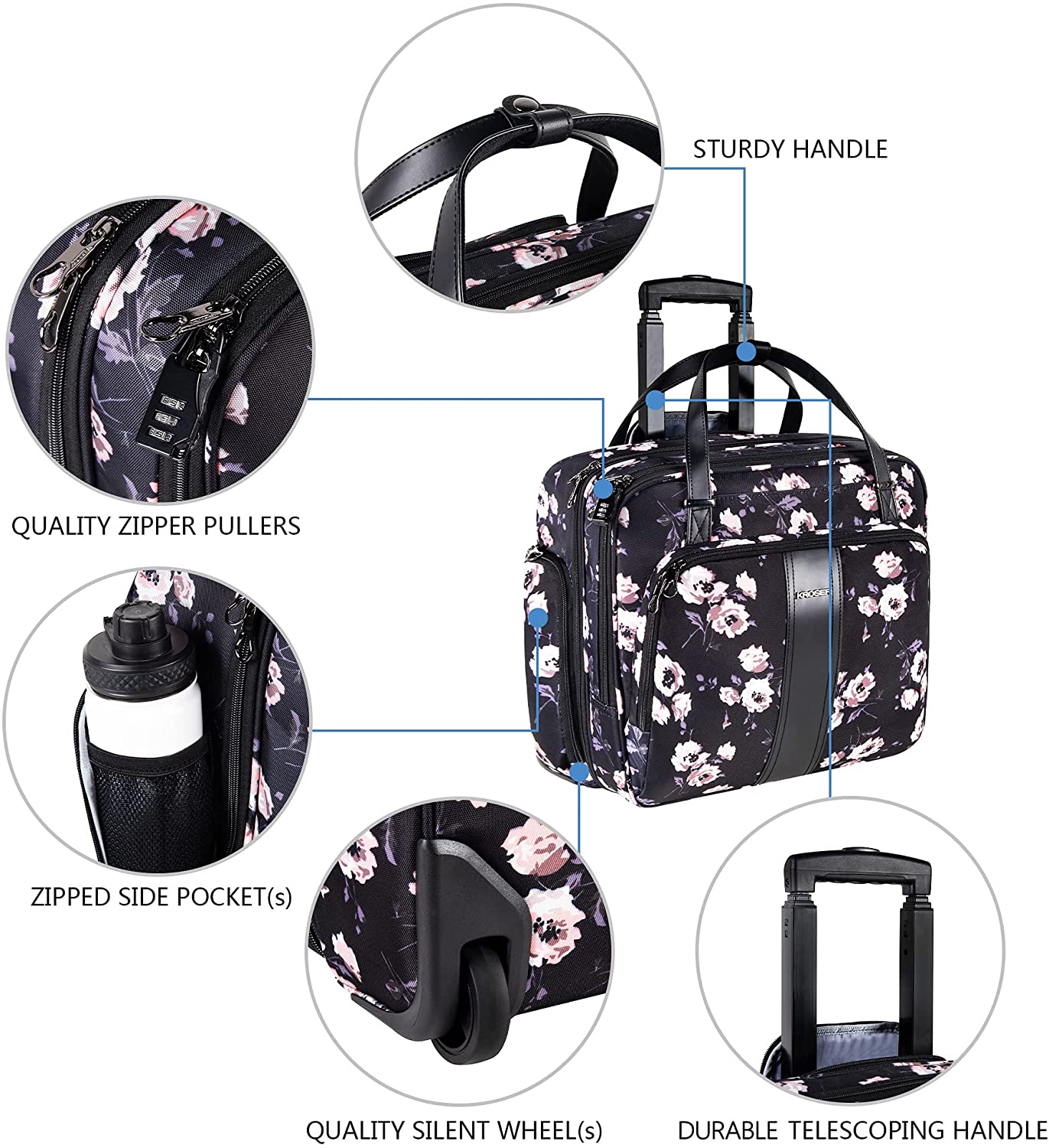 Rolling Laptop Bag, Briefcase, RFID Pockets, Water-Proof, Fits up to 1 –  Treasure City