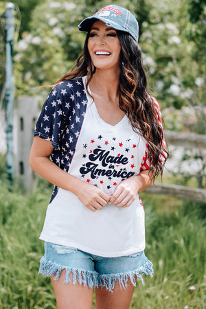 Made in America Stars and Stripes V-Neck T-Shirt