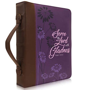 Bible Cover, Serve The Lord with Gladness, Psalm 100:2, Purple