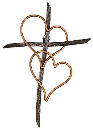 Entwined Hearts Cross, Decorative Metal Wall Art