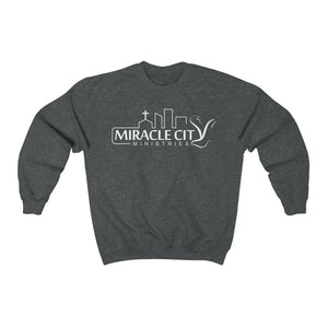 Miracle City Logo, Front Print Heavy Blend Crewneck Sweatshirt new