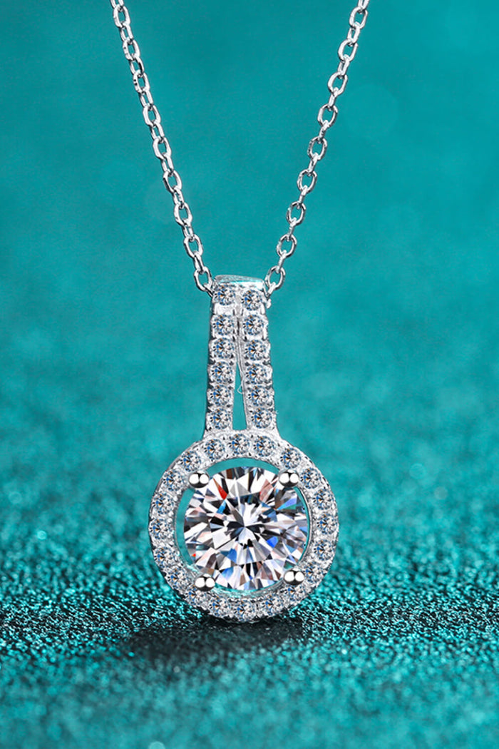 1 Carat Moissanite, Build You Up Round Pendant Chain Necklace